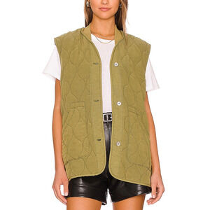 Free People 'Billy' Green Quilted Military Vest Size XS